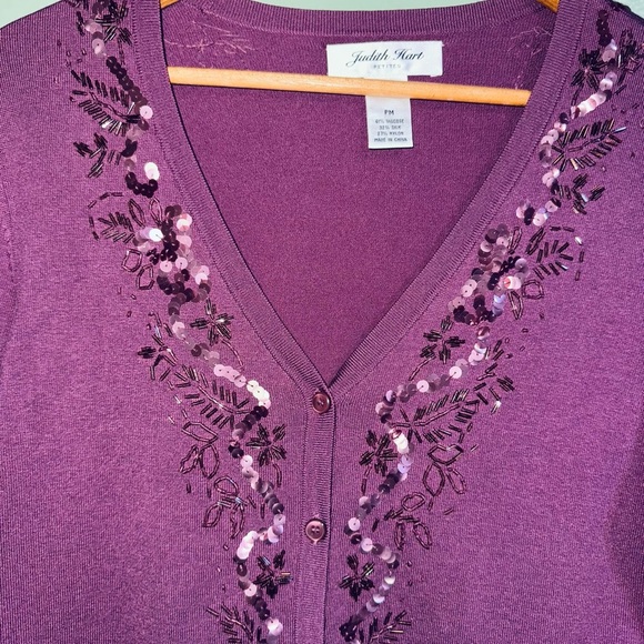 Purple Cardigan with Sequin Embellishments - Picture 2 of 4